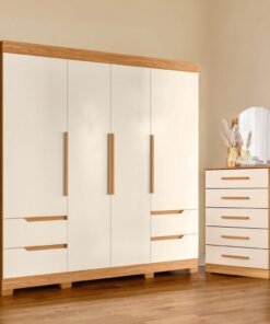 Guarda-Roupa 4 Portas Vivacce + Cômoda Veneza Cinamono/Off White – MÓVEIS ALBATROZ