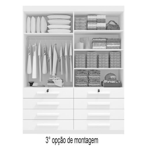 Guarda-Roupa Solteiro Mônaco 4 Portas 8 Gavetas Cinamomo/Off Larg. 1.60m D Doro - Imagem 4
