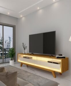 Rack Requinte Naturale/Off C/ Led 100% MDF TV até 65 Polegadas Larg. 1.72m - Gelius