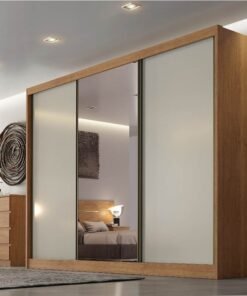 Guarda-Roupa Casal 3 Pts 8 Gav. Diamond Plus c/1 Espelho MDF Cumaru-Fendi Larg. 2.41m Novo Horizonte
