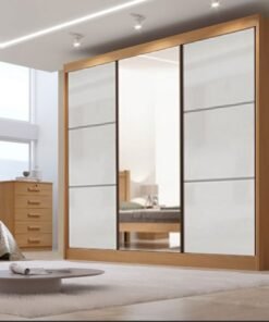 Roupeiro Casal Cristal Cinamomo/Off 3 Portas 6 Gavetas C/ 1 Espelho Portas Flex 100% MDF Larg. 2.42m - D Doro