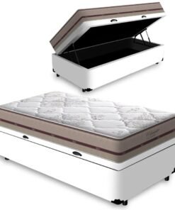 Colchão Solteiro Classic Ensacadas AG D70 + Base Box Baú Corino Branco – ANJOS + ALTO NÍVEL CAMAS E COLCHÕES