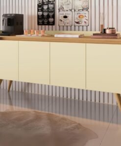 Buffet 4 Portas Gold Pérola/Mel - MÓVEIS PRIMUS