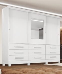 Guarda-Roupa 3 Portas(Com Pés)Athenas 1,80 m Branco  – BIANCHI