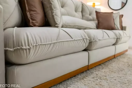 Sofá Retrátil Reclinável Gran Bello (BARUC) 3.20m Veludo Bege – D33 e Molas Ensacadas  MEDIDAS: - Imagem 3