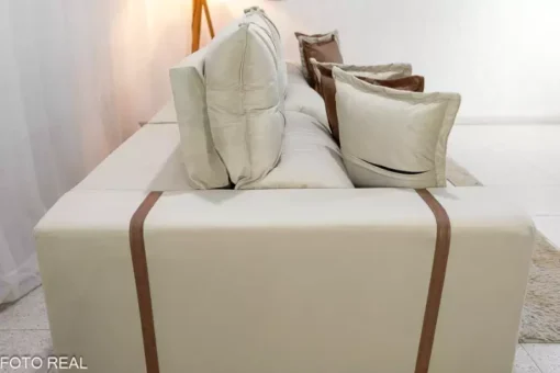 Sofá Retrátil Reclinável Gran Bello (BARUC) 3.20m Veludo Bege – D33 e Molas Ensacadas  MEDIDAS: - Imagem 5