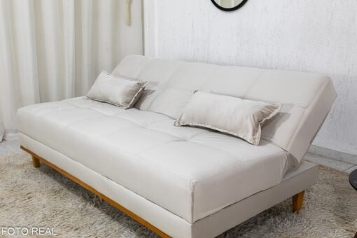 Sofá Cama Madrid Veludo Bege 2269 Larg. 1.80m - Molas Bonnel - Imagem 5