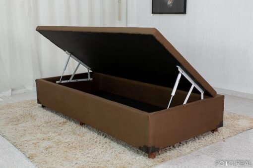 Base Box Baú Solteiro Prime Chocolate Sued 88x188x38 - SE - Imagem 2