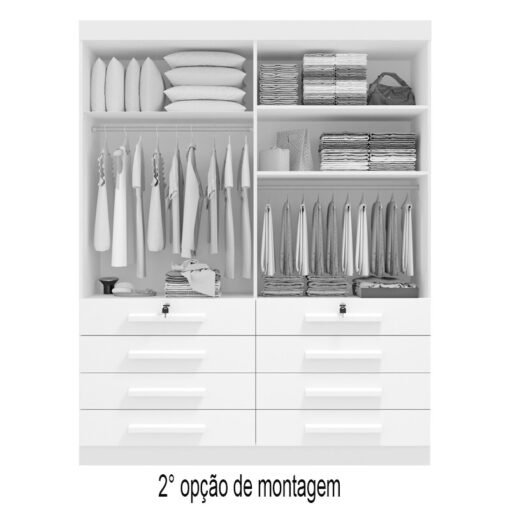 Guarda-Roupa Solteiro Mônaco 4 Portas 8 Gavetas Cinamomo/Off Larg. 1.60m D Doro - Imagem 3