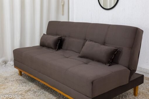 Sofá Cama Madrid Veludo Marrom 2263 Larg. 1.80m - Molas Bonnel - Imagem 2