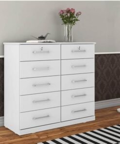 Cômoda 10 Gavetas Vane 006 Larg. 1.18m Branco JL Móveis