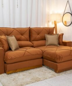 Sofá Retrátil Reclinável 2.50m Gran Bello  (BARUC) Veludo Terracota - D33 e Molas Ensacadas