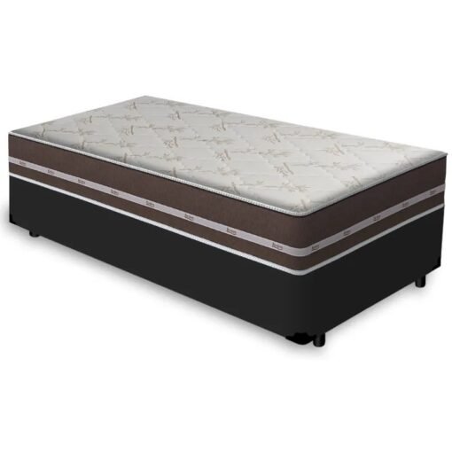 Colchão Solteiro Classic Superlastic D26 + Base Box Simples Corino Preto – ANJOS + ALTO NÍVEL CAMAS E COLCHÕES
