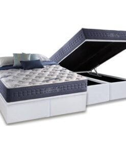 Colchão Queen Blue Sea D28 + Base Box Baú Corino Branco – ANJOS COLCHÕES + ALTO NÍVEL CAMAS E COLCHÕES