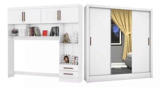 Modulado 4 Portas + Guarda-Roupa 3 Portas Dubai/Santiago Plus Branco – CARIOCA MÓVEIS - Imagem 6