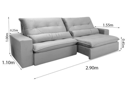 Sofá Retrátil Reclinável 2.90m Máximo Veludinho Bege E18 - D28 Soft - Imagem 9