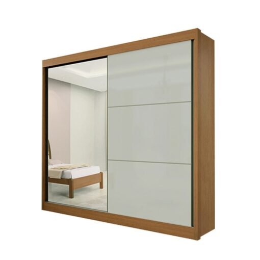 Roupeiro Casal Titanium Cinamomo/Off 2 Portas 6 Gavetas C/ 1 Espelho 100% MDF Portas Flex Larg. 2.20m - D Doro - Imagem 5