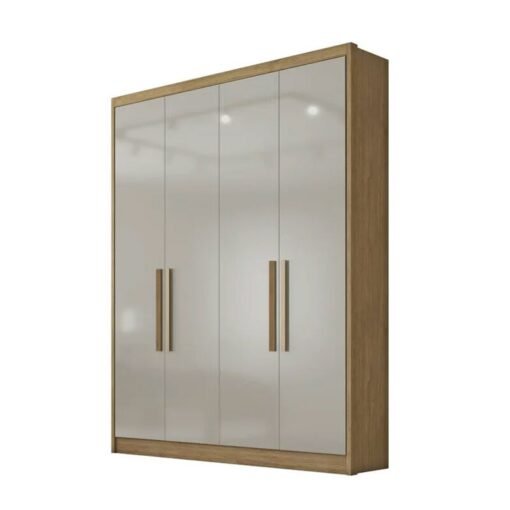 Guarda-Roupa Solteiro Moderni Plus 100% MDF 4 Portas 3 Gavetas Larg. 1.645m Cumaru/Fendi Novo Horizonte - Imagem 4