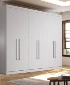 Roupeiro Casal Genova Branco 6 Portas 6 Gavetas Larg. 2.70m - Bianchi