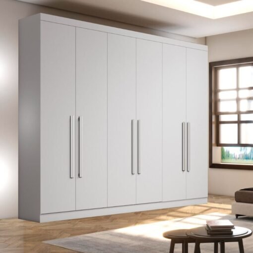 Roupeiro Casal Genova Branco 6 Portas 6 Gavetas Larg. 2.70m - Bianchi