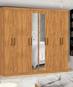 Guarda-Roupa 8 Portas Rubi 2,08 m(Com Espelho)Cinamono - CARIOCA MÓVEIS