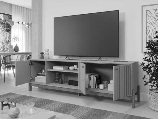 Rack Bancada Holanda Ripado 100% MDF larg. 2.05m  Cinamomo Permobile - Imagem 2