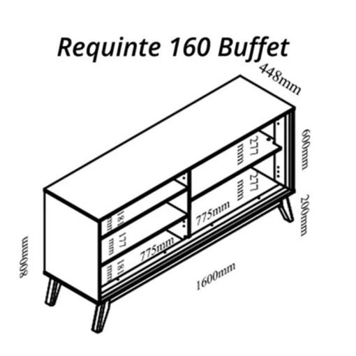 Buffet Requinte com LED larg. 1.60m Naturale/Off White Gelius - Imagem 4