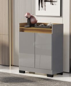 Buffet 2 Portas Real Cinza/Mel - MÓVEIS PRIMUS