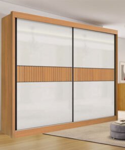 Roupeiro Cancun Cinamomo/Off 2 Portas 6 Gavetas Detalhe Ripado 100% MDF Larg. 2.20m - D Doro
