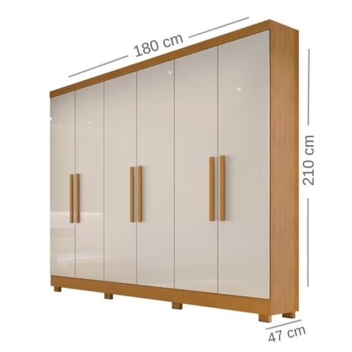Guarda-Roupa 6 Portas Sergipe 1,80 m Nature/Off White – BIANCHI - Imagem 4