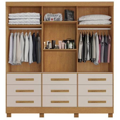 Guarda-Roupa 3 Portas(Com Pés)Athenas 1,80 m Nature/Off White – BIANCHI - Imagem 3