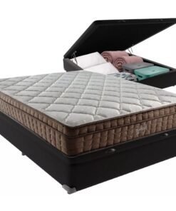 Colchão Casal Star One D28/AG D70 + Base Box Baú Corino Preto – ANJOS COLCHÕES + ALTO NÍVEL CAMAS E COLCHÕES