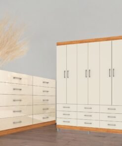 Guarda-Roupa 6 Portas Paraty 3690 + Cômoda 10 Gavetas Caribe Cinamono/Off White - Fellicci