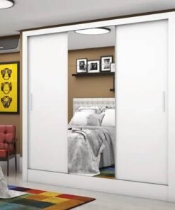 Roupeiro Dubai Branco 3 Portas C/ 1 Espelho Larg. 1.79m - Carioca