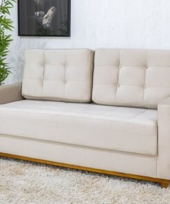 Sofá 3 lugares Living Áustria Veludo Bege A32 Larg. 1.70m