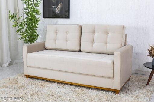 Sofá 3 lugares Living Áustria Veludo Bege A32 Larg. 1.70m