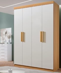 Guarda-Roupa 4 Portas Colibri 1,38 m Cinamono/Off White - D'DORO MÓVEIS