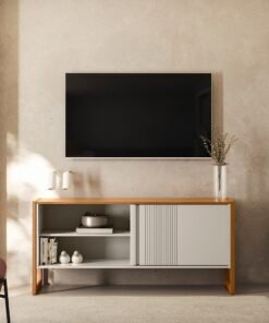 Rack até 55" Gold Nature/Off White - LINEA BRASIL