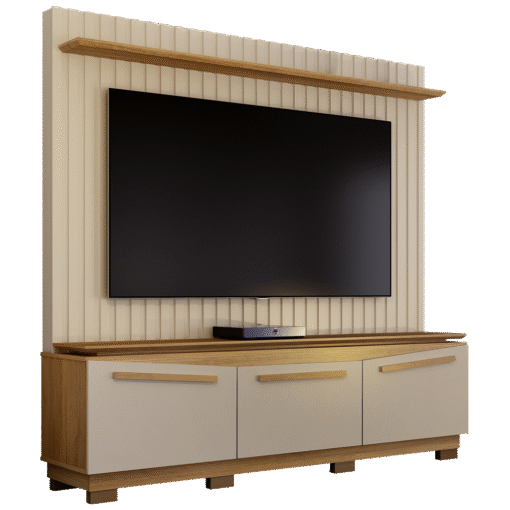 Home Theater até 75" Montreal Off White/Cinamono - VALDEMÓVEIS - Imagem 2