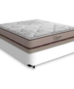 Colchão Casal Classic Ensacadas Bege + Base Box Simples Avalon Branco – ANJOS + AVALON