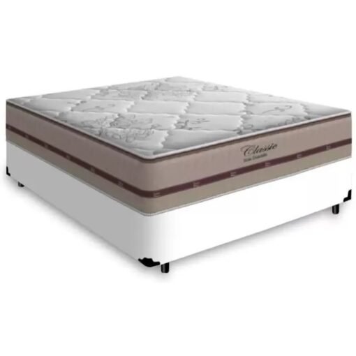 Colchão Casal Classic Ensacadas + Base Box Simples Branco – ANJOS + ALTO NÍVEL CAMAS E COLCHÕES