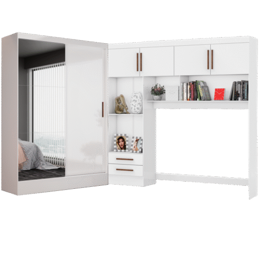 Modulado 4 Portas + Guarda-Roupa 2 Portas Santiago Plus Branco - CARIOCA MÓVEIS - Imagem 2