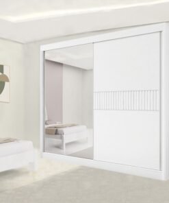 Guarda-Roupa Casal 2 Portas Titanium Ripado MDF Branco Larg. 2.20m D Doro