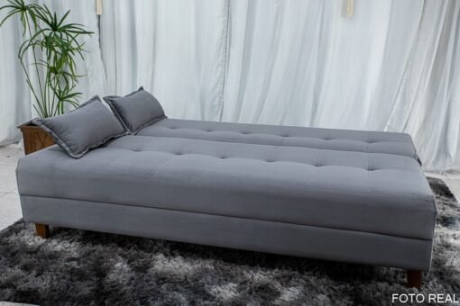 Sofá 4 lugares e Sofá Cama Casal Arpoador Veludo Cinza - Imagem 4
