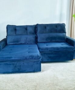 Sofá Retrátil e Reclinável Pequim 2,40 m Azul 404 - KASA COMIGO