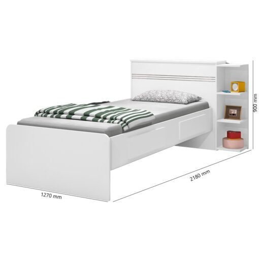Cama Solteiro Baú Jade Branco/Lilás/Branco - J&A MÓVEIS - Imagem 7