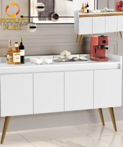 Buffet 4 Portas Gold Branco/Mel/Branco – MÓVEIS PRIMUS