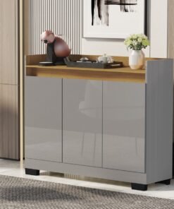Buffet 3 Portas Real Cinza/Mel - MÓVEIS PRIMUS