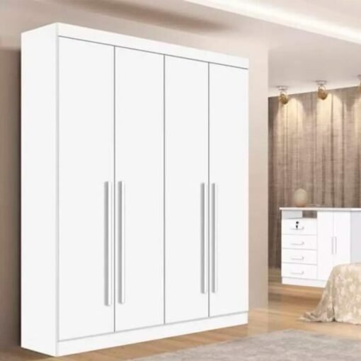 Roupeiro Solteiro Da Vinci Plus Branco 4 Portas 3 Gavetas 100% MDF Larg. 1.85m - D Doro