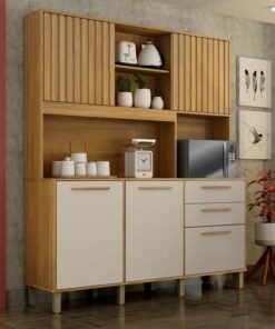 Armário Cozinha Diamante 5 Portas 2 Gavetas Larg. 1.63m Cinamomo/Off - Valdemoveis